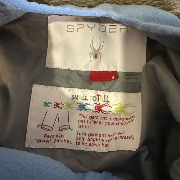 Girls Spyder Snowpants Blue purple Ski Snowboard Size 4 Small To Tall Extendable - Picture 5 of 9